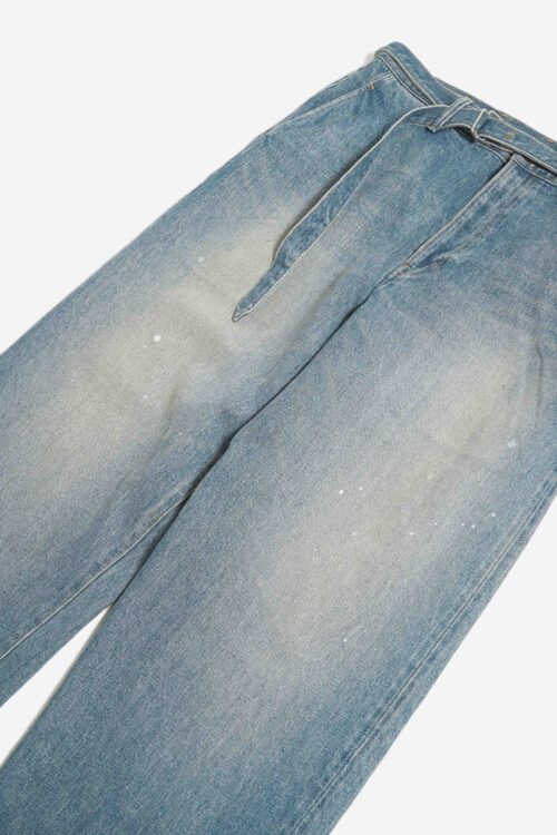 BELTED TROUSERS - RAW DENIM - FADE INDIGO