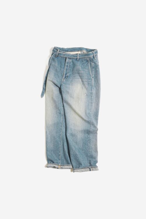 BELTED TROUSERS - RAW DENIM - FADE INDIGO