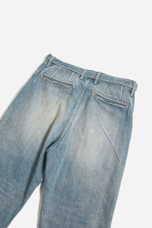 BELTED TROUSERS - RAW DENIM - FADE INDIGO