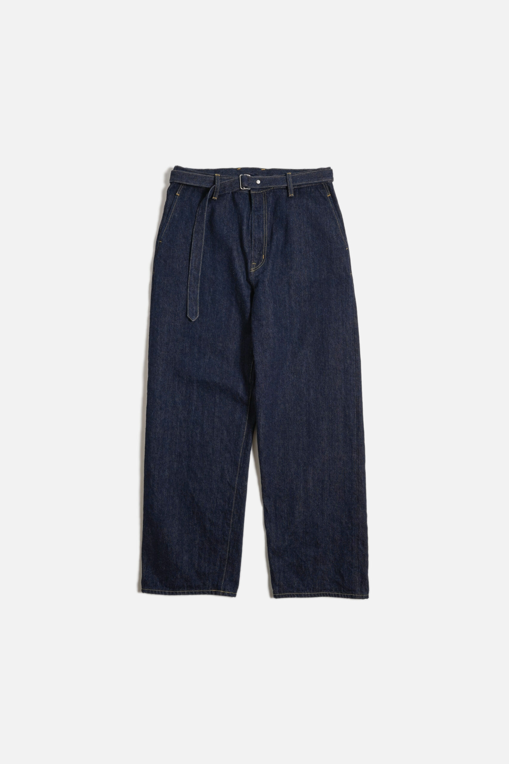 BELTED TROUSERS - RAW DENIM - INDIGO
