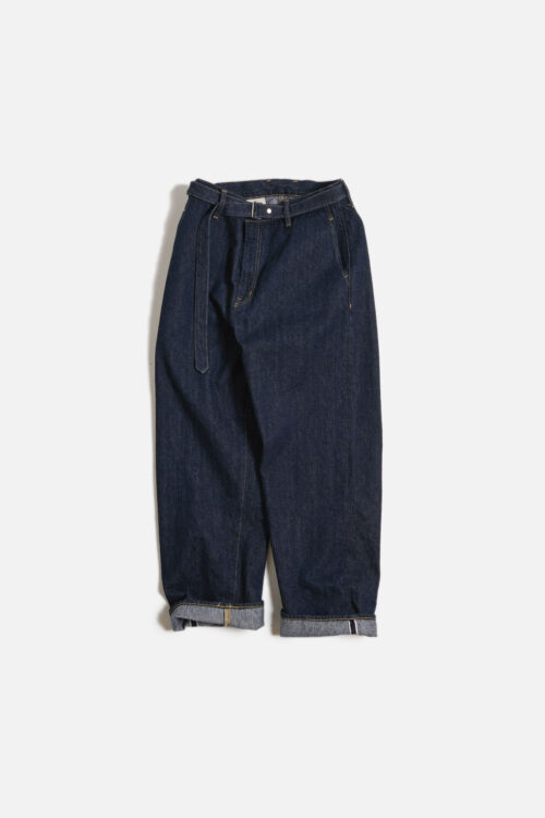 BELTED TROUSERS - RAW DENIM - INDIGO