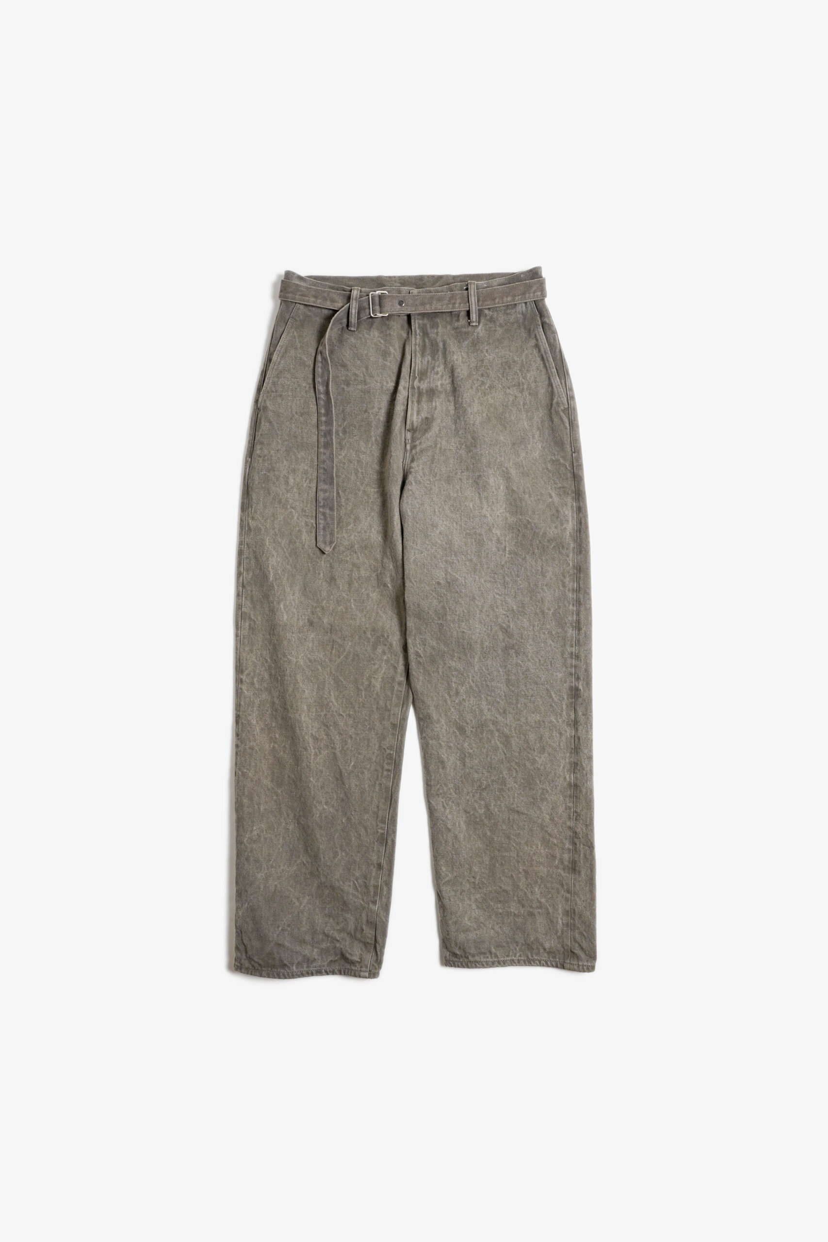 BELTED TROUSERS - NATURAL GARMENT DYE / RAW DENIM - MUGWORT