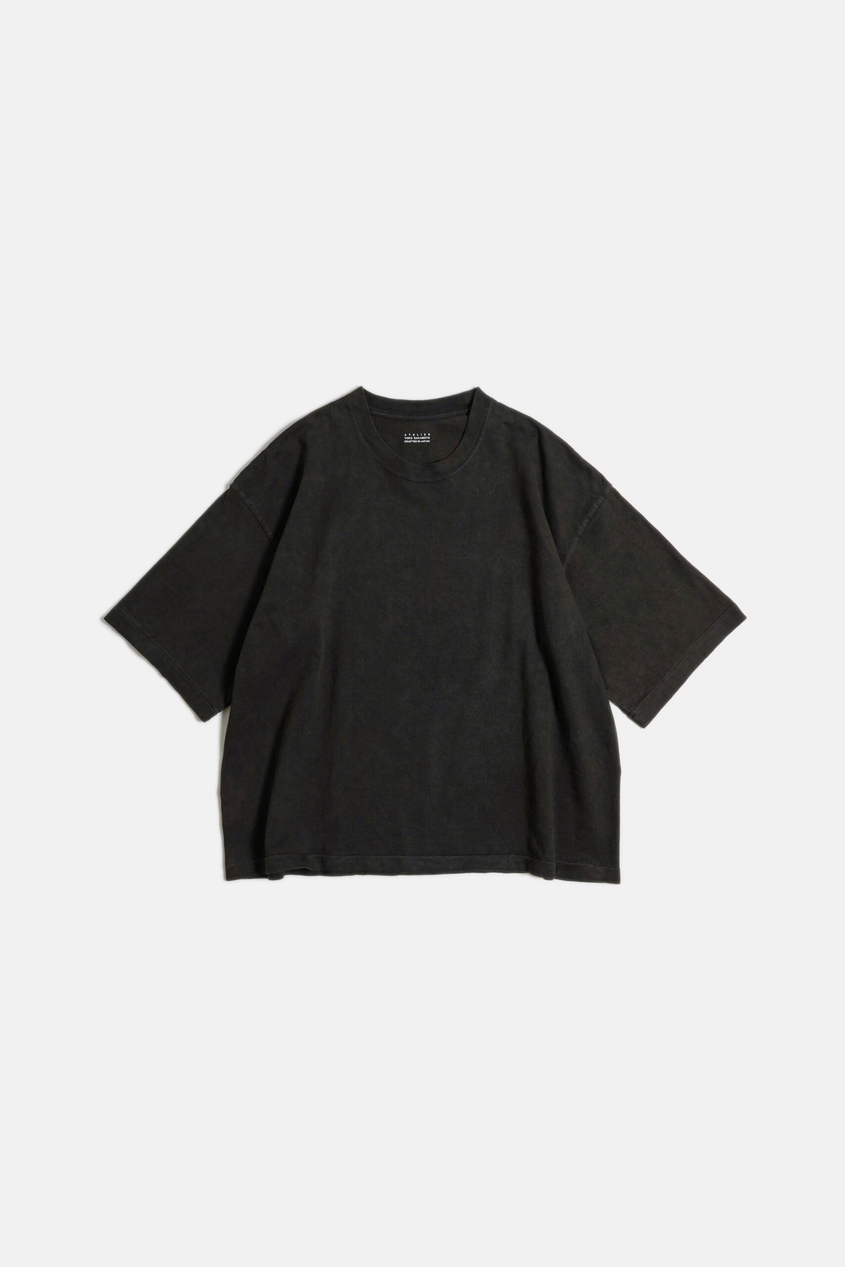 BOX TUBE T-SHIRT - NATURAL GARMENT DYE / ORIGINAL LOOP WHEEL KNIT FABRIC - KAKISHIBU