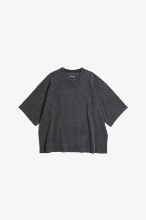 BOX TUBE T-SHIRT - NATURAL GARMENT DYE / ORIGINAL LOOP WHEEL KNIT FABRIC - SUMI INK