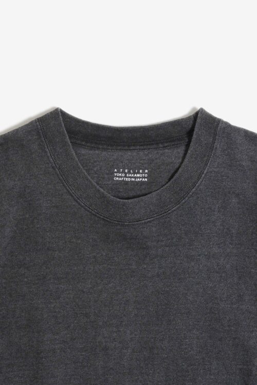 BOX TUBE T-SHIRT - NATURAL GARMENT DYE / ORIGINAL LOOP WHEEL KNIT FABRIC - SUMI INK