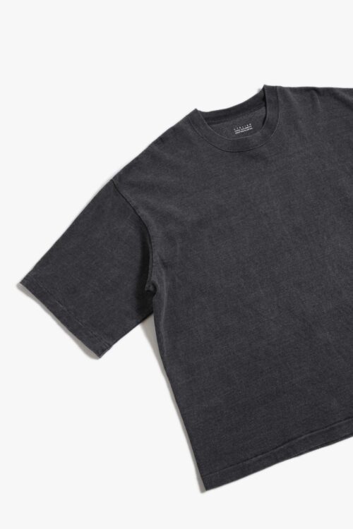BOX TUBE T-SHIRT - NATURAL GARMENT DYE / ORIGINAL LOOP WHEEL KNIT FABRIC - SUMI INK
