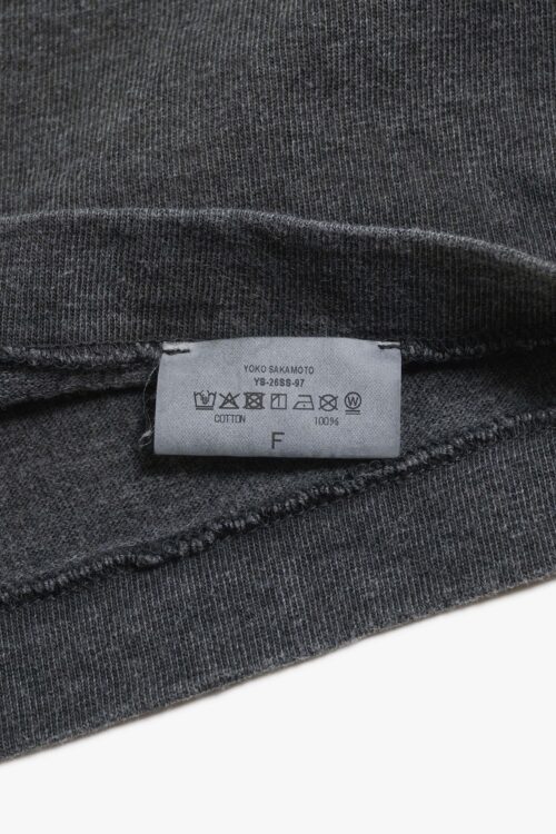 BOX TUBE T-SHIRT - NATURAL GARMENT DYE / ORIGINAL LOOP WHEEL KNIT FABRIC - SUMI INK
