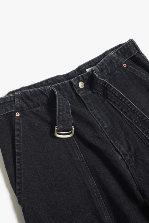 SULFUR DYE DENIM BELTED PANTS BLACK