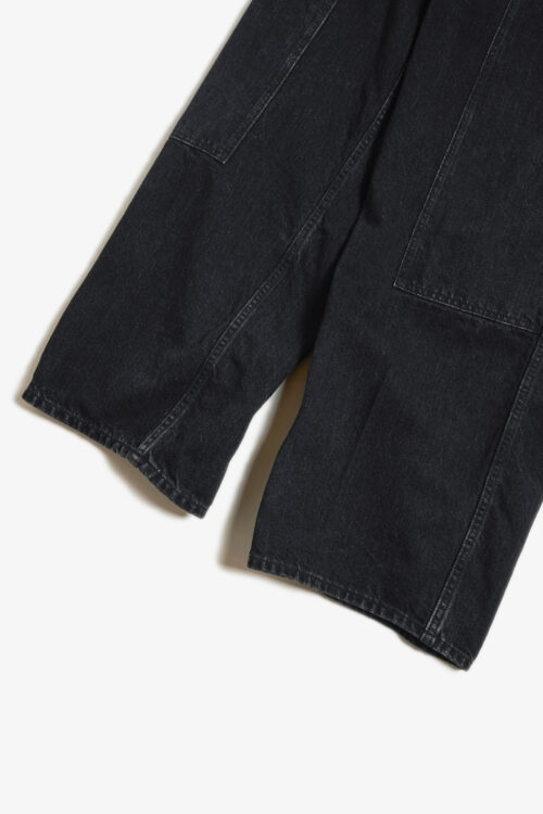 SULFUR DYE DENIM BELTED PANTS BLACK