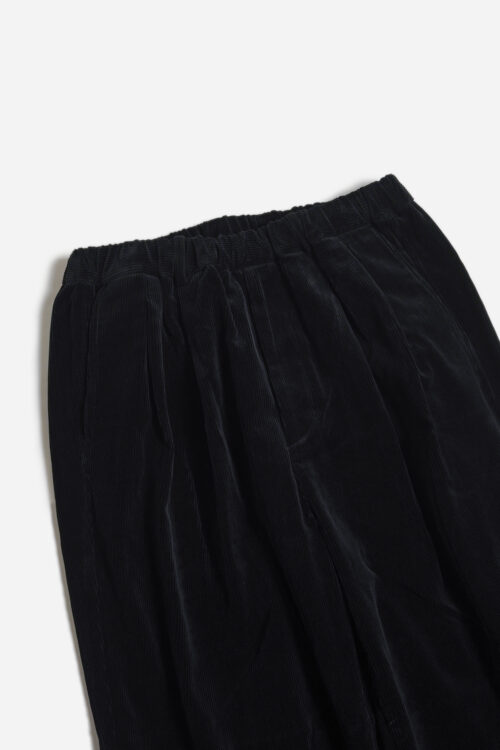 DOUBLE PLEATED WIDE EASY PANTS - CORDUROY - BLACK