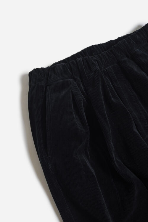 DOUBLE PLEATED WIDE EASY PANTS - CORDUROY - BLACK