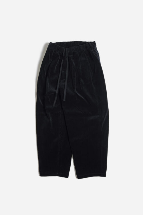 DOUBLE PLEATED WIDE EASY PANTS - CORDUROY - BLACK