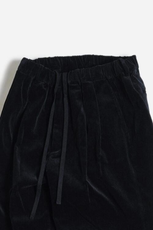DOUBLE PLEATED WIDE EASY PANTS - CORDUROY - BLACK