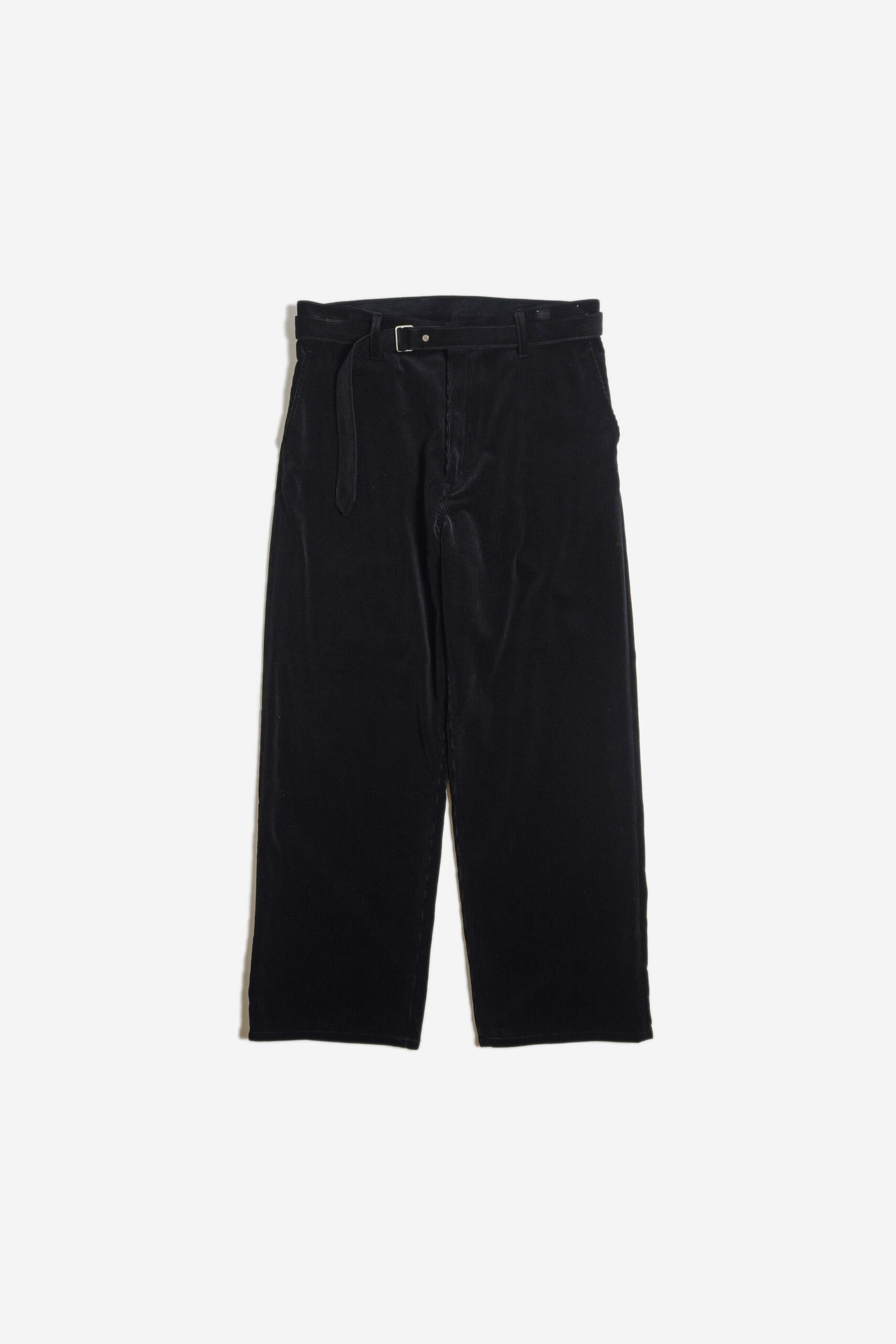 BELTED TROUSERS - CORDUROY - BLACK