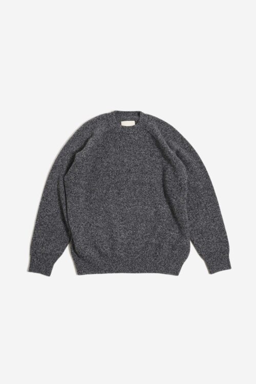 RAGLAN CREW NECK KNIT - WOOL × CASHMERE × SILK - BLACK & GRAY