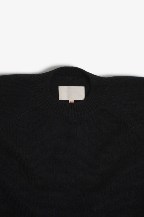 RAGLAN CREW NECK KNIT - WOOL × CASHMERE × SILK - BLACK