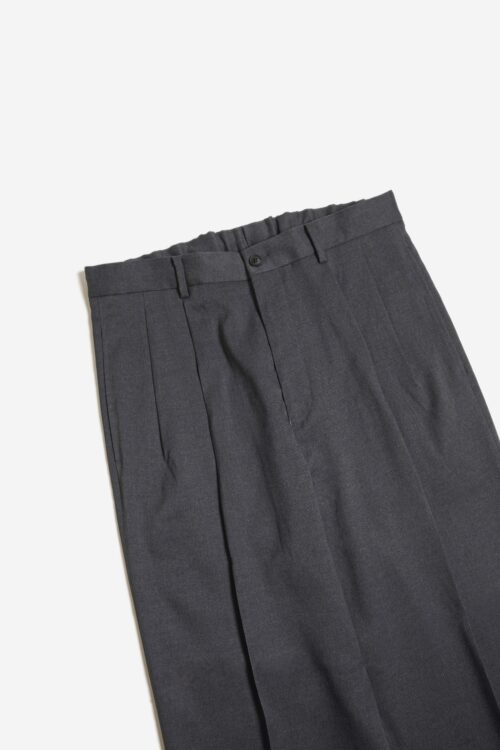 DOUBLE PLEATED TROUSERS - RECYCLE POLYESTER - CHARCOAL GRAY