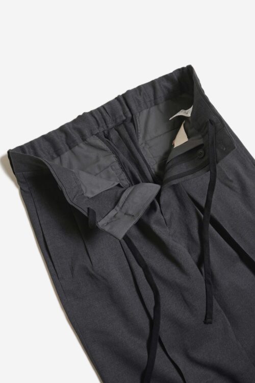 DOUBLE PLEATED TROUSERS - RECYCLE POLYESTER - CHARCOAL GRAY