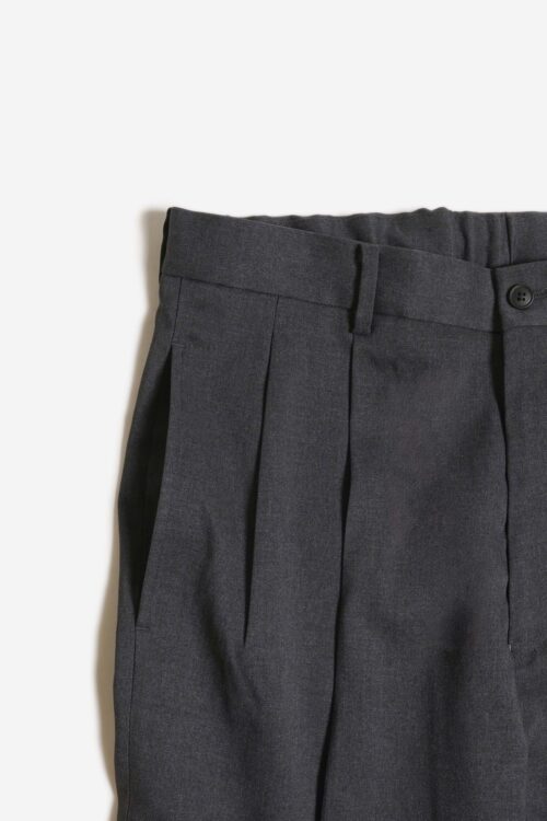 DOUBLE PLEATED TROUSERS - RECYCLE POLYESTER - CHARCOAL GRAY
