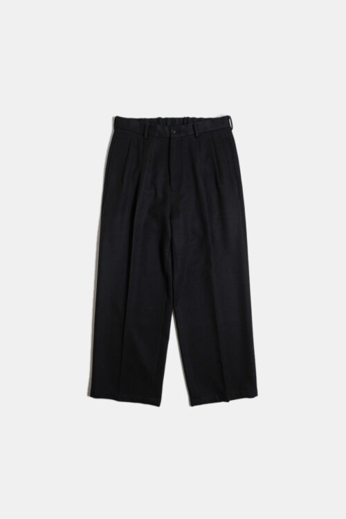 DOUBLE PLEATED TROUSERS - FLANNEL - BLACK