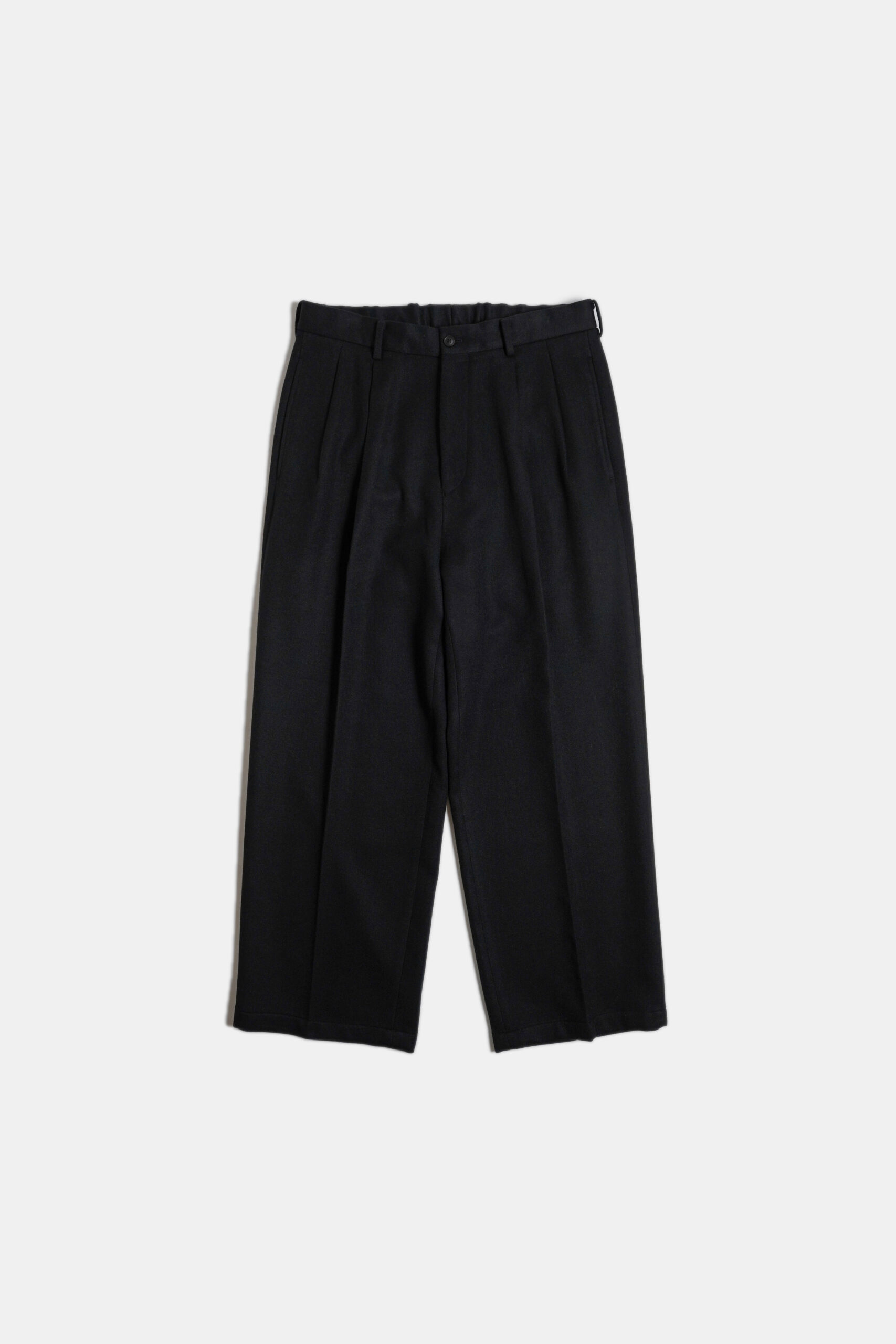 DOUBLE PLEATED TROUSERS - FLANNEL - BLACK