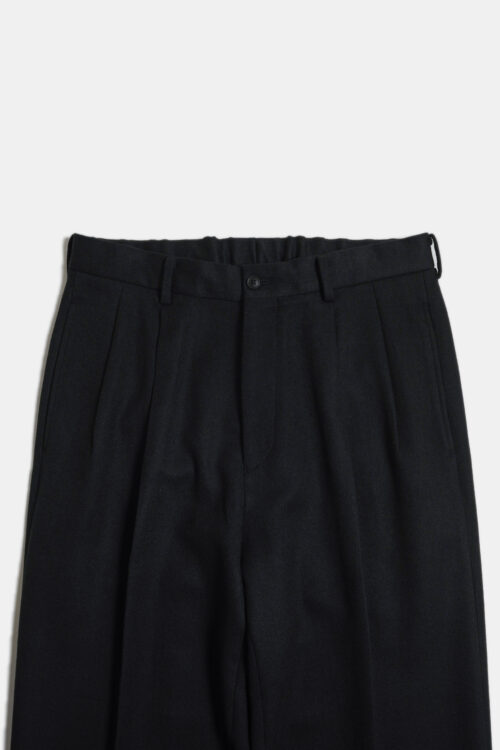 DOUBLE PLEATED TROUSERS - FLANNEL - BLACK