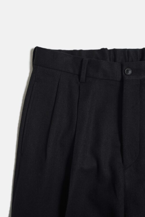 DOUBLE PLEATED TROUSERS - FLANNEL - BLACK