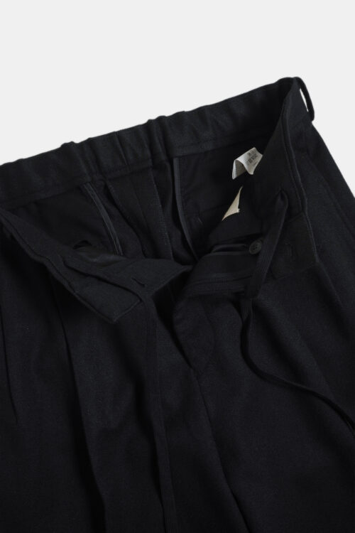 DOUBLE PLEATED TROUSERS - FLANNEL - BLACK