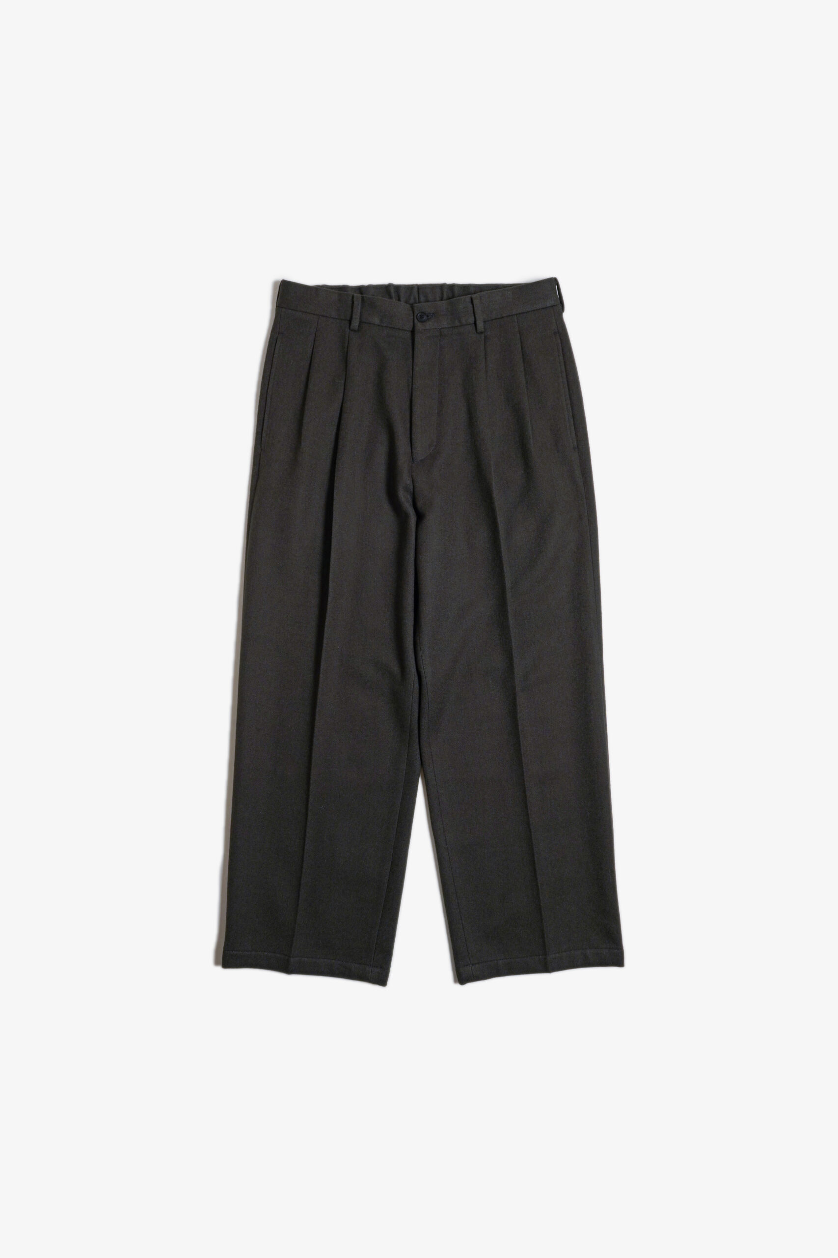 DOUBLE PLEATED TROUSERS - FLANNEL -CHARCOAL GRAY