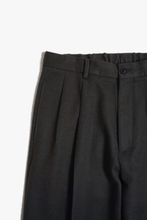 DOUBLE PLEATED TROUSERS - FLANNEL -CHARCOAL GRAY