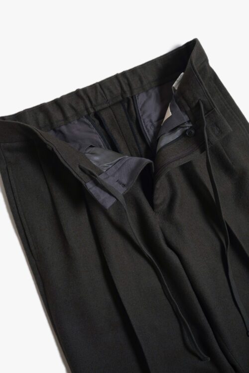 DOUBLE PLEATED TROUSERS - FLANNEL -CHARCOAL GRAY