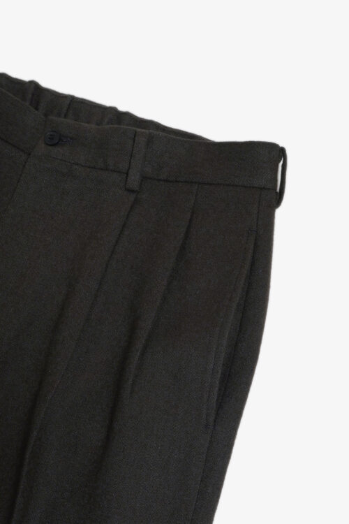 DOUBLE PLEATED TROUSERS - FLANNEL -CHARCOAL GRAY