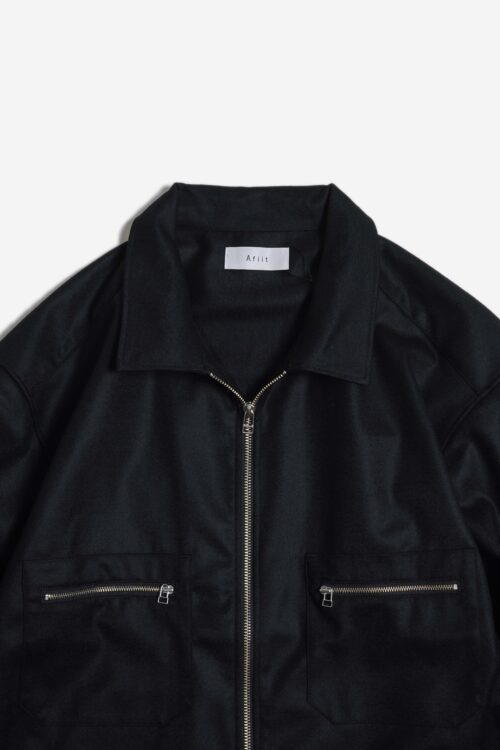 WOOL ZIP SHIRT BLACK
