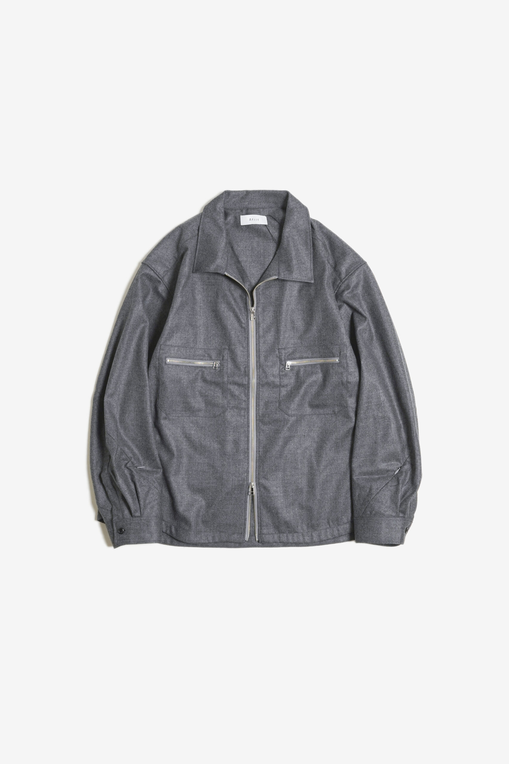 WOOL ZIP SHIRT GRAY