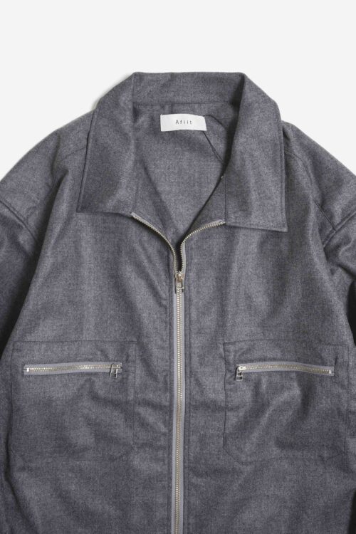 WOOL ZIP SHIRT GRAY