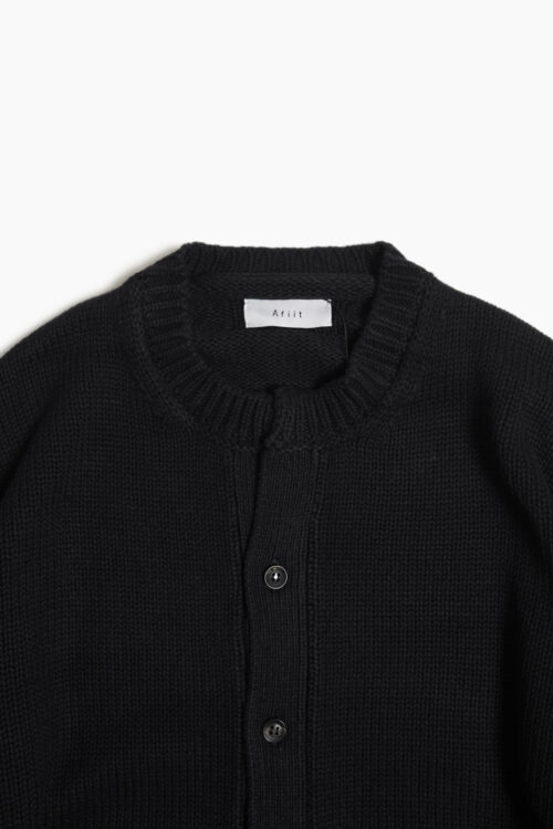 CREW NECK CARDIGAN BLACK