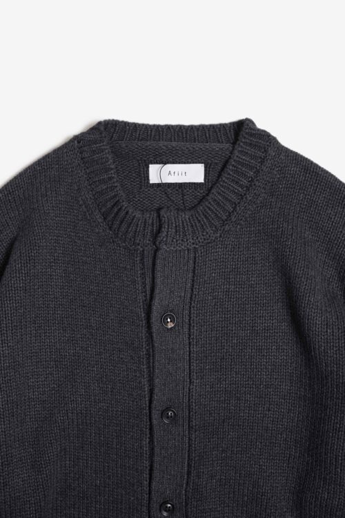 CREW NECK CARDIGAN GRAY