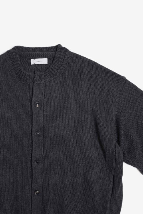 CREW NECK CARDIGAN GRAY