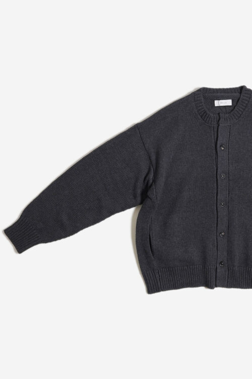CREW NECK CARDIGAN GRAY