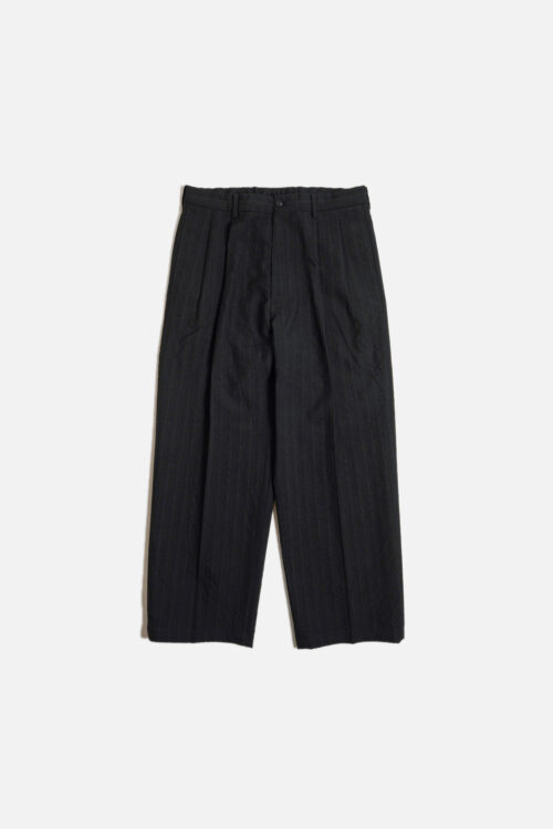 DOUBLE PLEATED TROUSERS - CLASSIC STRIPE - BLACK