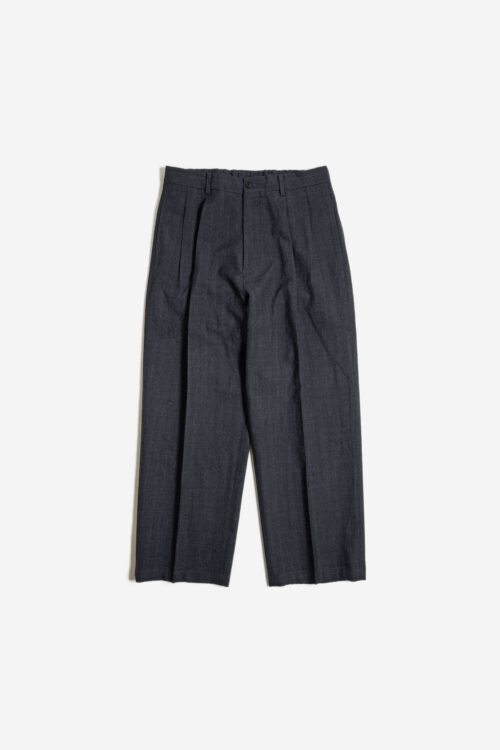DOUBLE PLEATED TROUSERS - CLASSIC STRIPE -CHARCOAL GRAY