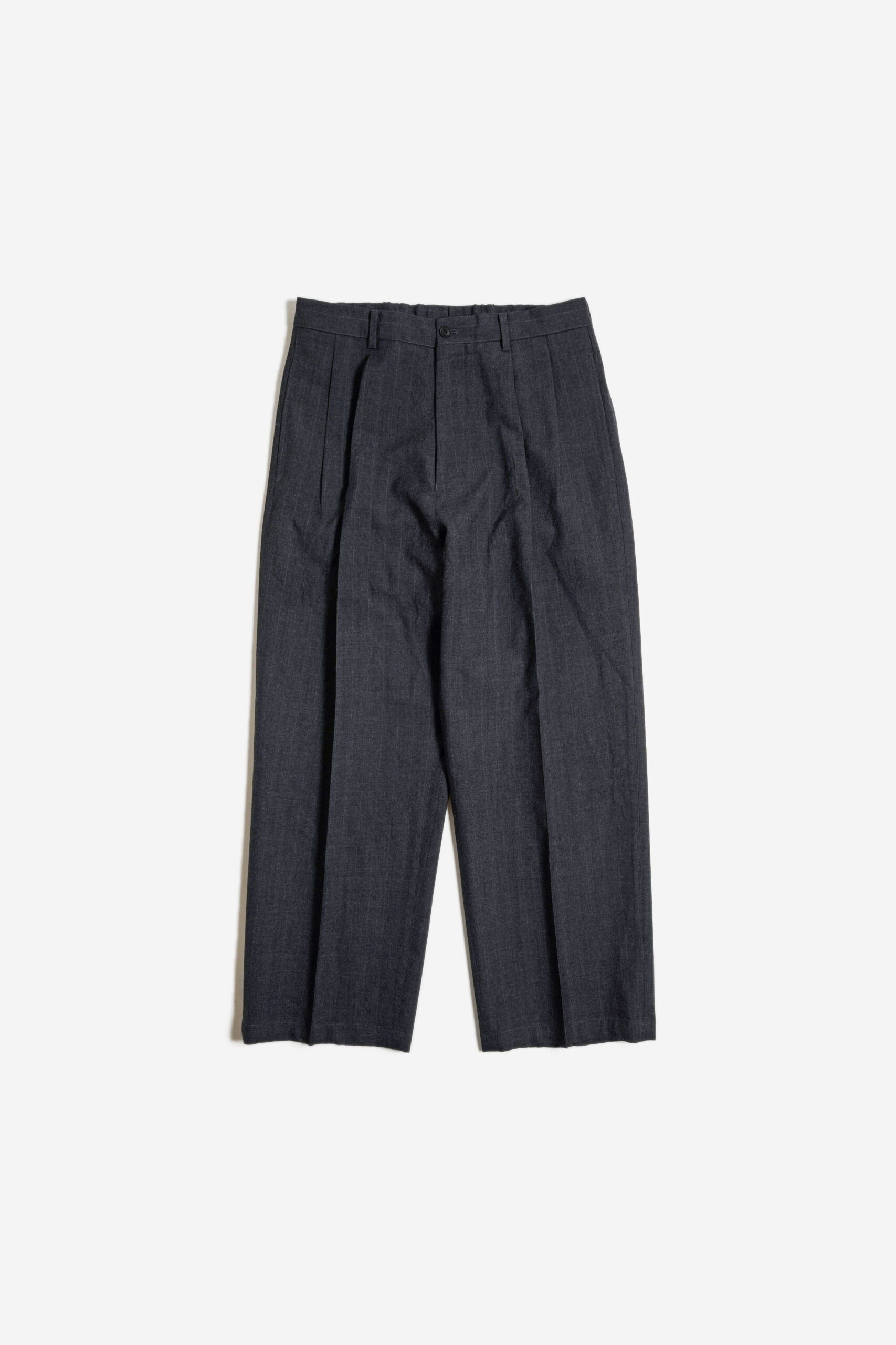 DOUBLE PLEATED TROUSERS - CLASSIC STRIPE -CHARCOAL GRAY
