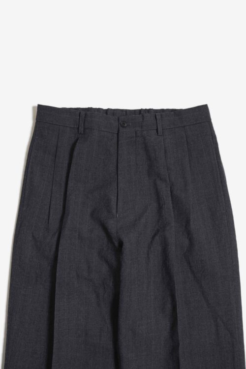 DOUBLE PLEATED TROUSERS - CLASSIC STRIPE -CHARCOAL GRAY