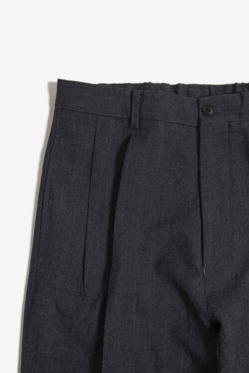 DOUBLE PLEATED TROUSERS - CLASSIC STRIPE -CHARCOAL GRAY