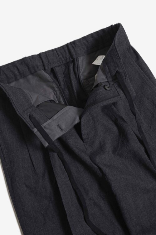 DOUBLE PLEATED TROUSERS - CLASSIC STRIPE -CHARCOAL GRAY