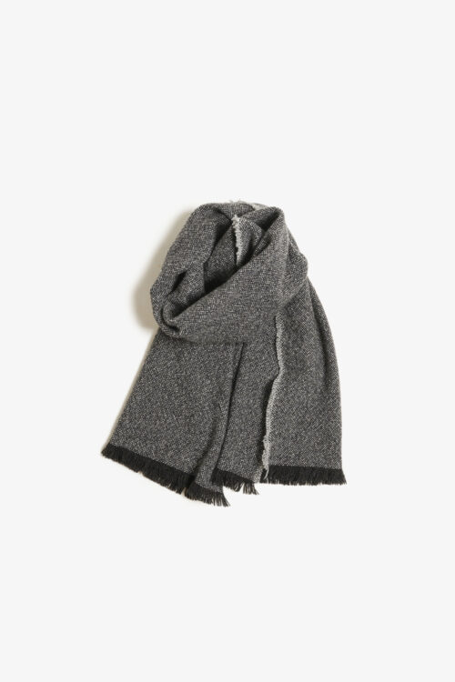 WOOL LONG SCARF CHARCOAL GRAY