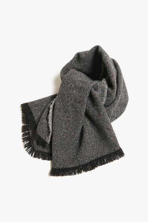 WOOL LONG SCARF CHARCOAL GRAY