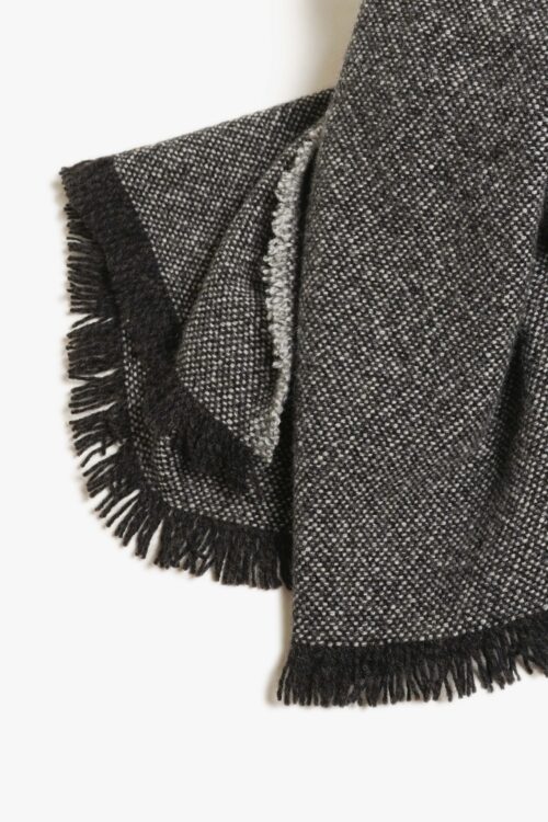 WOOL LONG SCARF CHARCOAL GRAY