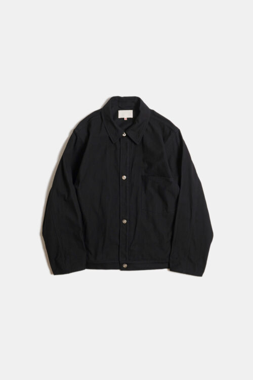 WORK BLOUSE - HERRINGBONE - BLACK