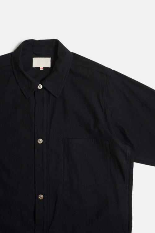 WORK BLOUSE - HERRINGBONE - BLACK